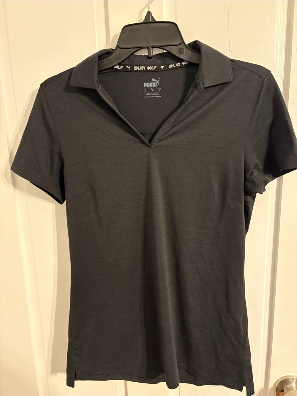 Puma Women’s Black Short-Sleeve Polo V-Neck Golf Top